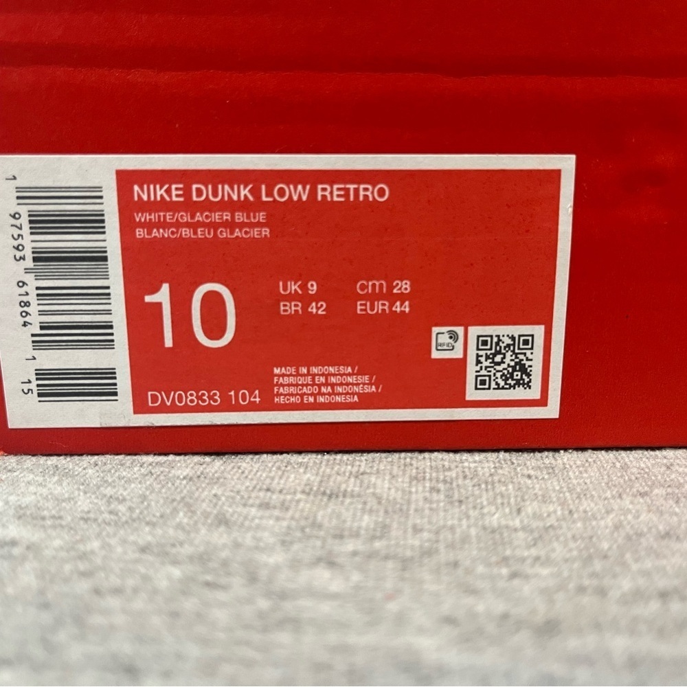 Nike Dunk Low Retro White Glacier Blue Sneaker Men's Shoe Size 10 DV0833 104 - Picture 11 of 11
